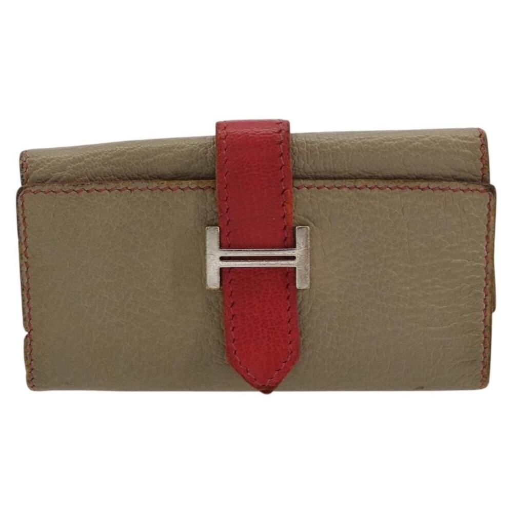 Hermes Leather Baan Key Case Beige